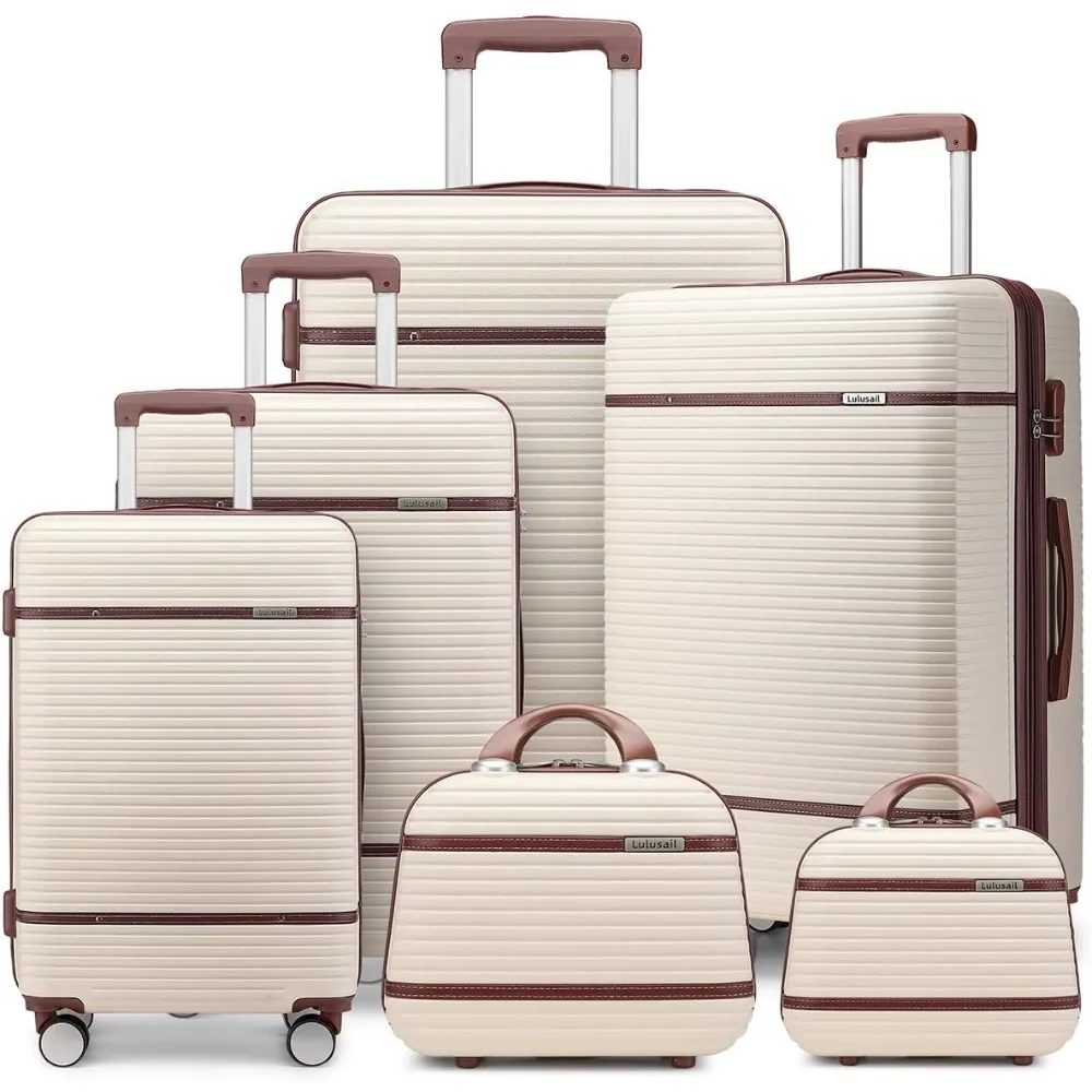 

Luggage Sets 6 Piece with two Cosmetic Case, Expandable(Only 28 & 24") Hardside Luggage with 360° Spinner Wheels