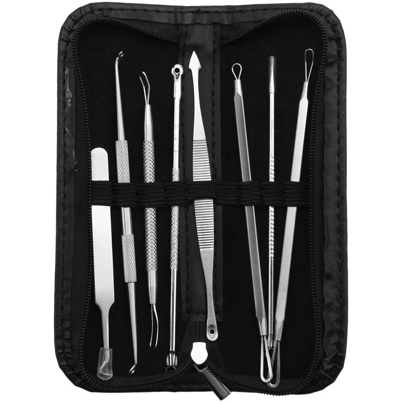 

Professional Black Head Remover Tool Kit Stainless Steel Blackhead Acne Comedone Pimple Blemish Extractor Beauty Tool
