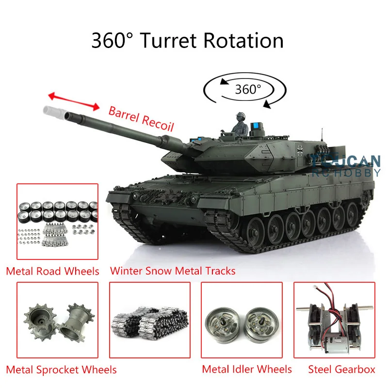 

HENG LONG 1/16 7.0 Leopard2A6 RC Tank 3889 Barrel Recoil Metal Tracks W/ Link TH17617-SMT4