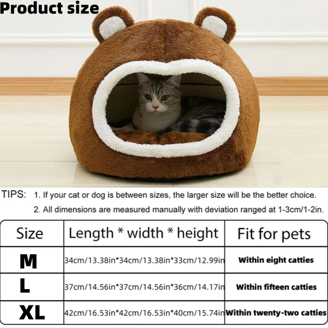 Winter Cat Bed Warm Pet House Soft Long Plush Kitten Lounger Cushion Small Dogs Tent Cave Beds For Cozy Cat House Mat Supplies 5