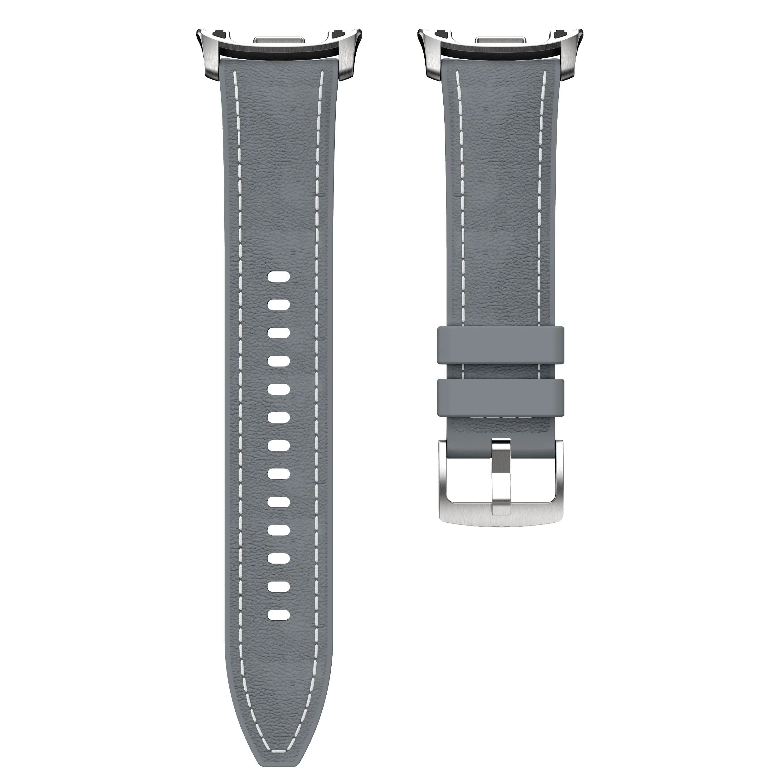 Premium Silicone & Leather Sports Strap - Black