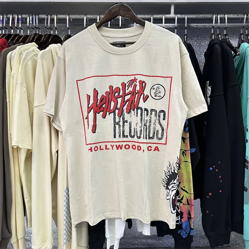

Hellstar Letter Printing High Quality 100% Cotton High Street 1:1 Couple Casual Short Sleeve T-shirt