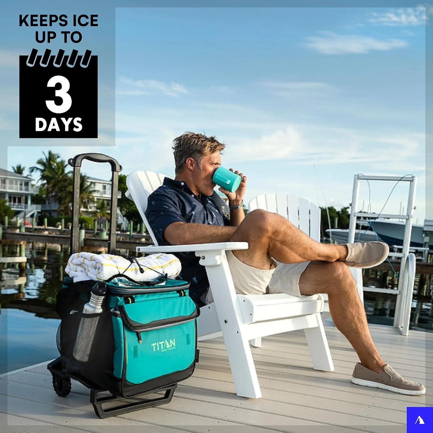 Deep Freeze 60 (50+10) Can Wheeled Cooler-Collapsible Rolling Cooler with Wheels and All-Terrain Cart