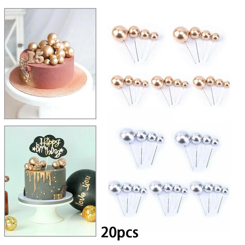 20 stücke Ball Für Kuchen Topper Geburtstag Neue 2/2,5/3/4 cm Weiß/gelb/schwarz/lila/rot Kuchen Topper Cupcake Topper Für Kuchen Dekor – Detail 15