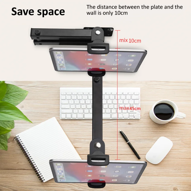 Wall Mount Phone Tablet Stand Long Arm Stretchable Phone Wall Holder Adjustable Metal Stand  for iPad Xiaomi Samsung 4-13 in