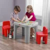 Kids Table and Chair Set, Playroom Toddler Activity Tables, Arts and Crafts, Ages 2+ Years Old, Gray & Red 4