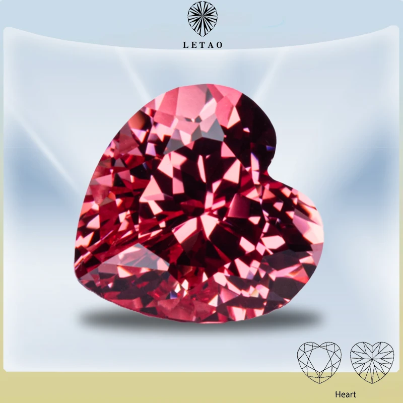 Lab Grown Sapphire Heart Shape Red Lotus Color Gemstone for Charms Jewelry Making DIY Ring Materials Selectable AGL Certificate