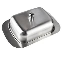 Elegant Butter Storage Box with Lid - Versatile Kitchen Accessory for Bread, Biscuits, and Cheese (Stainless steel lid)