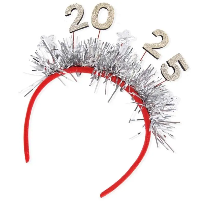A52E Studenten 2025 Neujahr Haarband Pailletten Buchstaben Haarreifen für Weihnachtsfeier – Detail 1