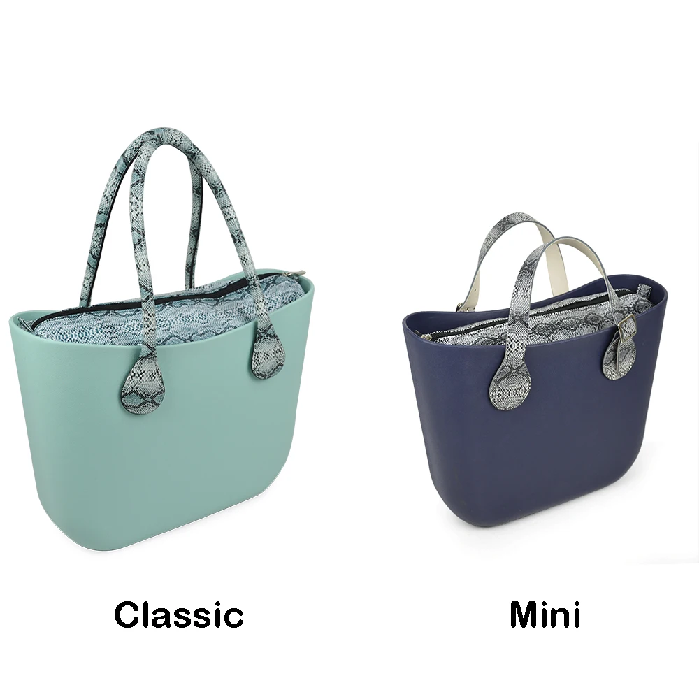 TANQU Snake Skin Grain PU Leather Inner Zipper Pocket Lining Waterproof Insert for Big Classic Mini Obag EVA O BAG Women Handbag 6