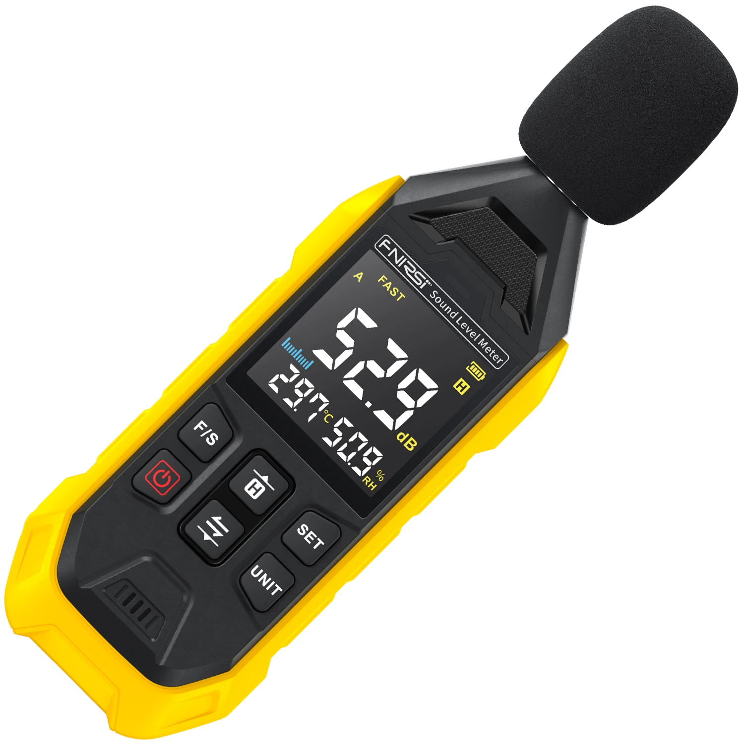 FNIRSI 30~130dB A Weight Sound Level Tester Digital Noise Meter Thermometer Hygrometer Recharge DB Audio Measure Tools Data Hold 6