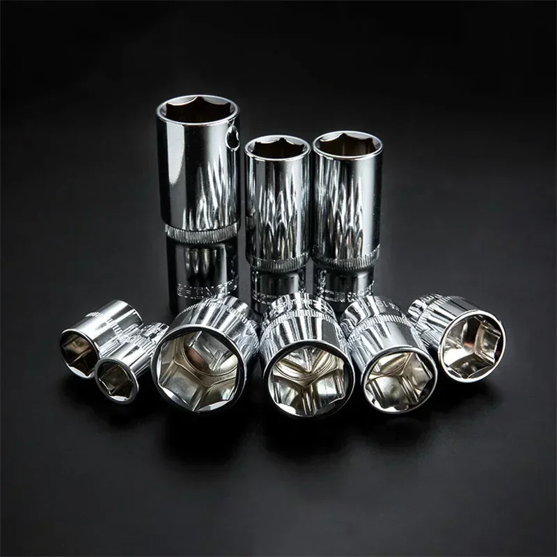 Hex Steckschlüssel Kopf Set Für Ratsche 1/4 3/8 1/2 Kurze Lange Buchse Tiefmutter Fahrer Hülse Spanner Ende Ratsche Werkzeug mit Halter – Detail 6