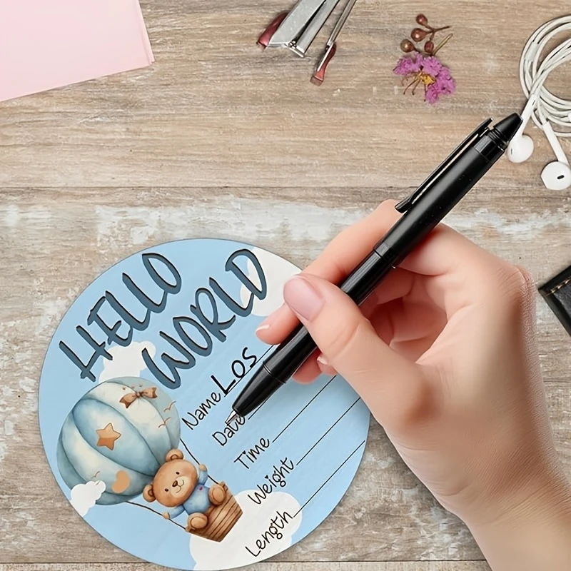 1pc 나무 출생 발표 기호 Hello World 테마, 새로운 어머니 샤워 보육 12월을 위한 사진 소품용 맞춤형 필드 포함