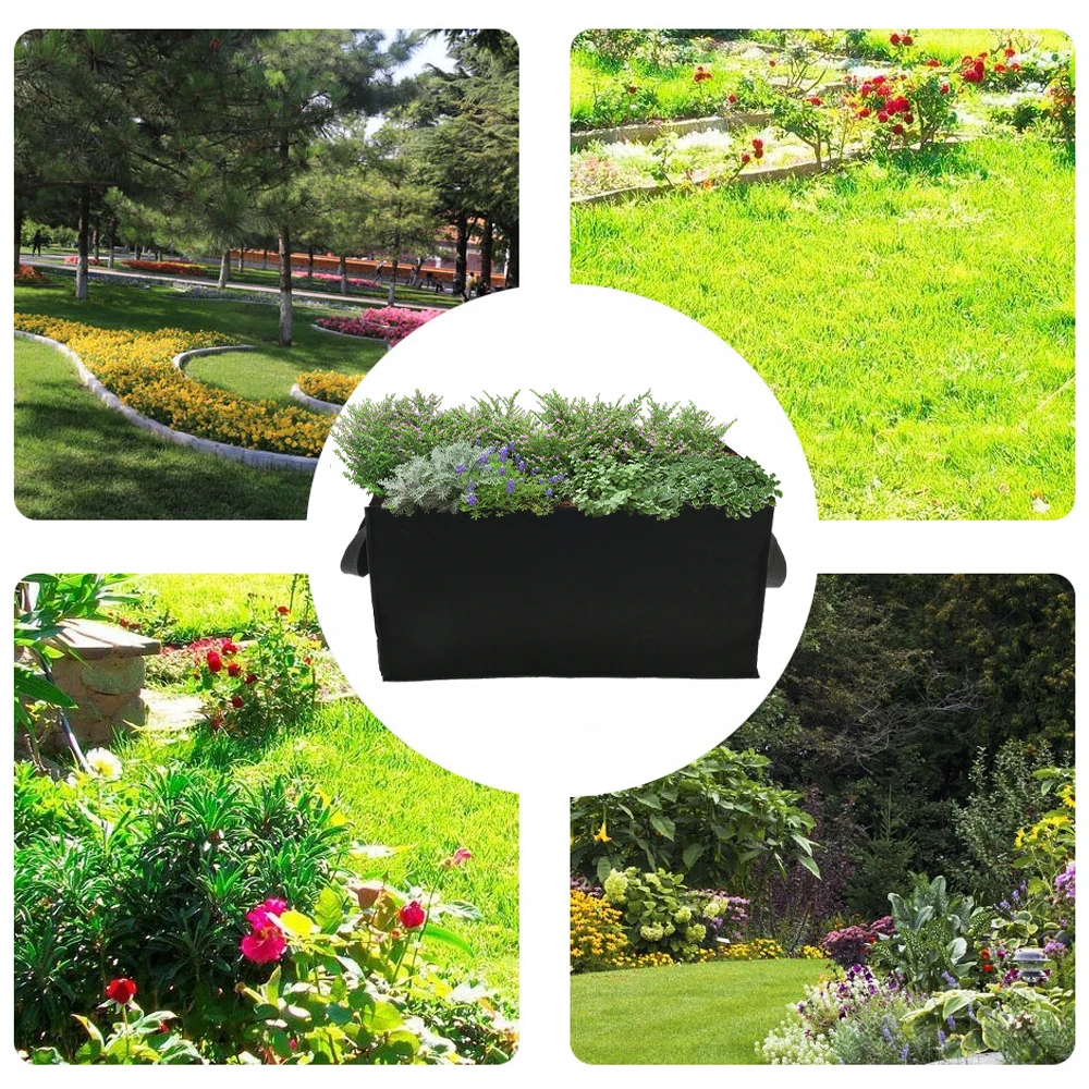 2Pcs Garden Planting Bag Rectangle Non-woven Grow Bags with Gloves Vegetable Planter Container Storage Pot Gardening Accessories