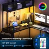 L Shaped Gaming Desk with LED Strip & Power Outlet, Storage Shelf & Drawer, Storage Bag, Reversible Corner ffice Computer Desk 4