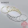 Real 925 Sterling Silver 1.2/1.5mm Wire Diameter Large Round Hoop Earrings for Women Classic Fine Jewelry Minimalist Accessories