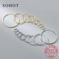 Real 925 Sterling Silver 1.2/1.5mm Wire Diameter Large Round Hoop Earrings for Women Classic Fine Jewelry Minimalist Accessories