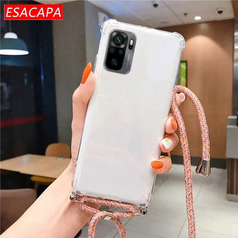 Transparent Shockproof TPU Crossbody Lanyard Case with Strap Cord Necklace