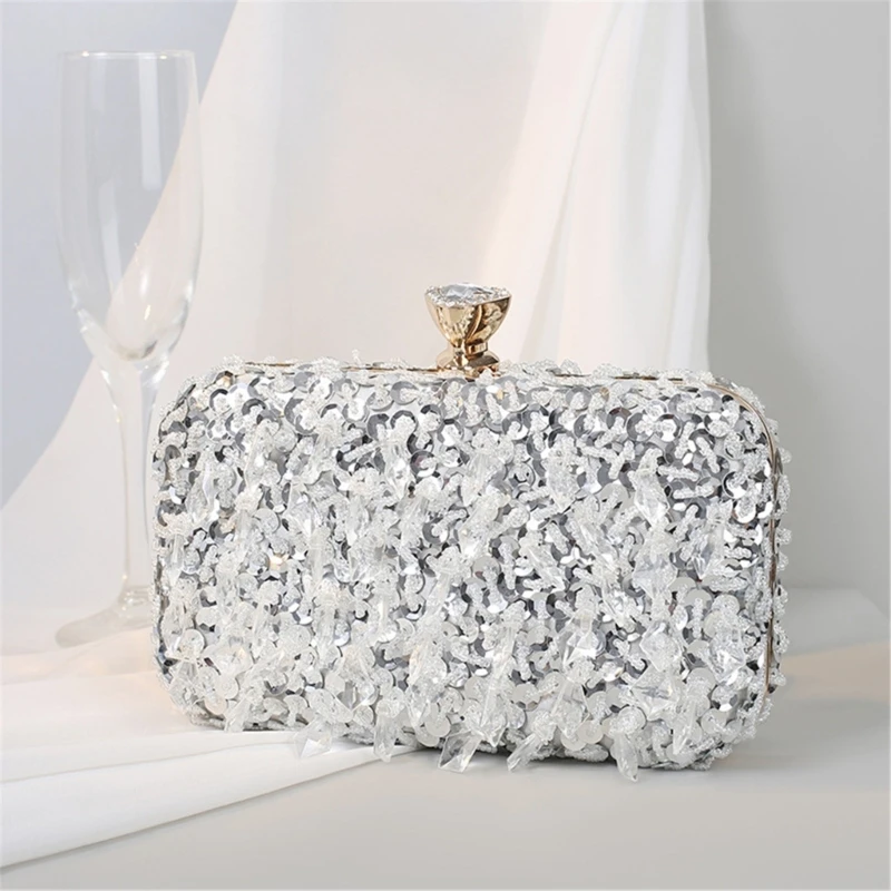 Handmade Beaded Shoulder Crossbody Bag for Women Evening Bag Lady Purse Wedding Clutch Cocktail Prom Handbag Tote Bags