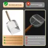 Stainless Steel Cat Litter Scoop Wooden Handle Hollow Design Litter Box Shovel Nonstick Surface Large Waste Removal Sifting Tool 2