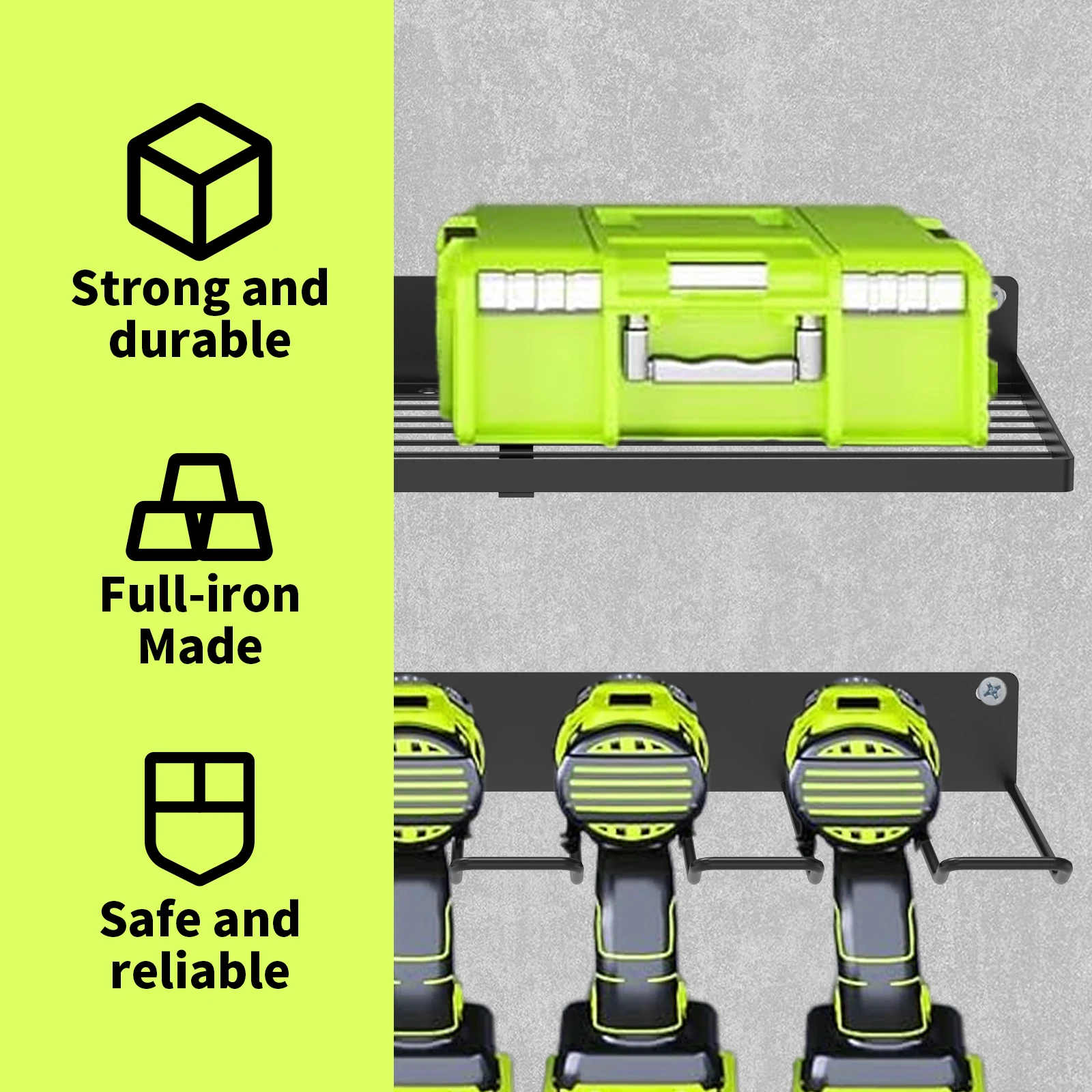 Wall Mounted Power Tool Organizer Holder Heavy Duty Utility Storage Rack for Battery Powered Hand Tools Cordless Drill Rack 2