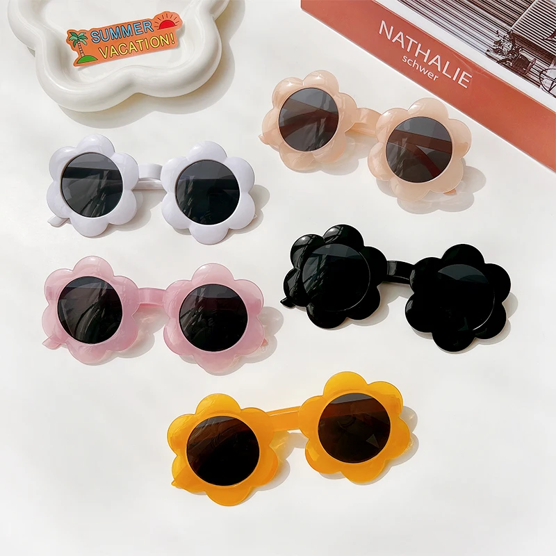 Raindo 2023 Children Cute Cartoon Flower Heart Sunglasses Kids Round Glasses Baby Fashion Colors Sunglasses Boys Girls_voghion.com