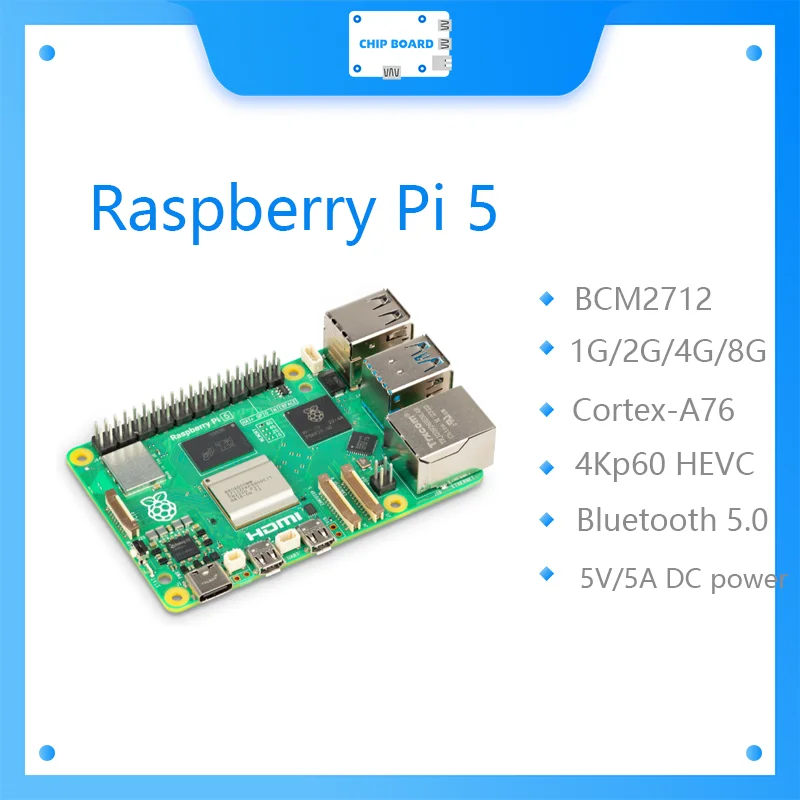 Ufficiale Originale Raspberry Pi 5 Cortex-A76 Linux 4Gb 8Gb Arm Board Python Programmlama Pcie Gigabit Ethernet Usb3.0