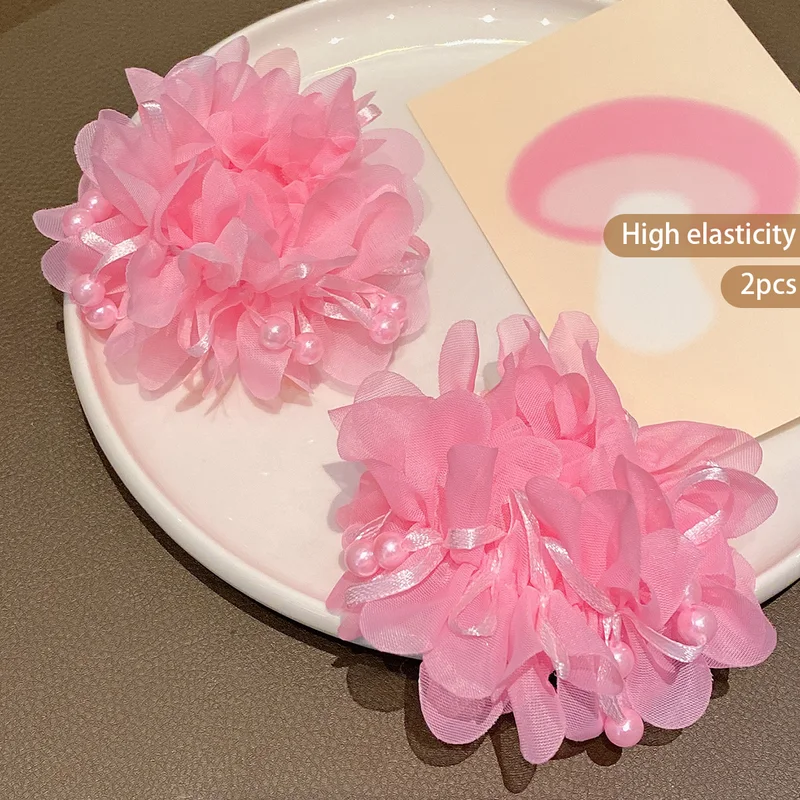 2 little girls pink cute headband hair accessories for children