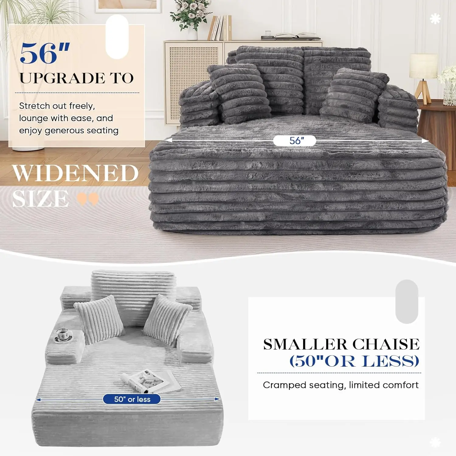 Oversized Chaise Lounge Indoor - Pillow Detail