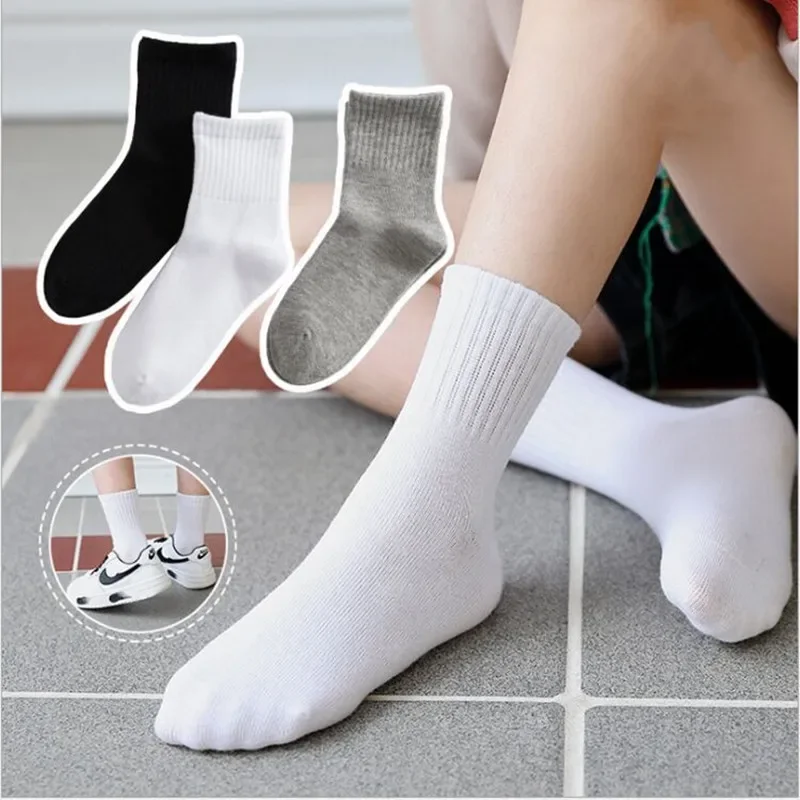 Kids Socks 5Pairs/Lot Pure White Sock Baby Boy Girl Solid Breathable Cotton Sport 1-12years