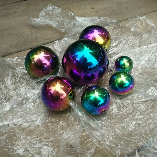 Többszínű Golyó Dia 32 Mm-400 Mm Rozsdamentes Acél Üreges Zökkenőmentes Finom Gömb Otthoni Udvar Úszómedence Díszítés Díszek - Image 2