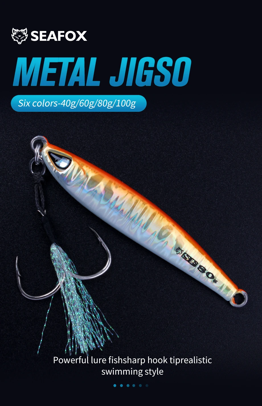 Description Picture 3 of itemSF12 Seafox Fishing Goods 2023 Artificial Baits Sea Fishing Lures Metal Jig 40G 60G 80G 100G Fishing Tackle For Fishing