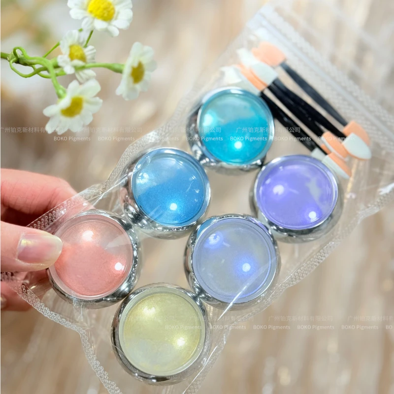 BOKO Nails Aurora Powder Kit Fairy Pearlescent Mirror Chrome Pigment Rub Dust Manicure Decoration