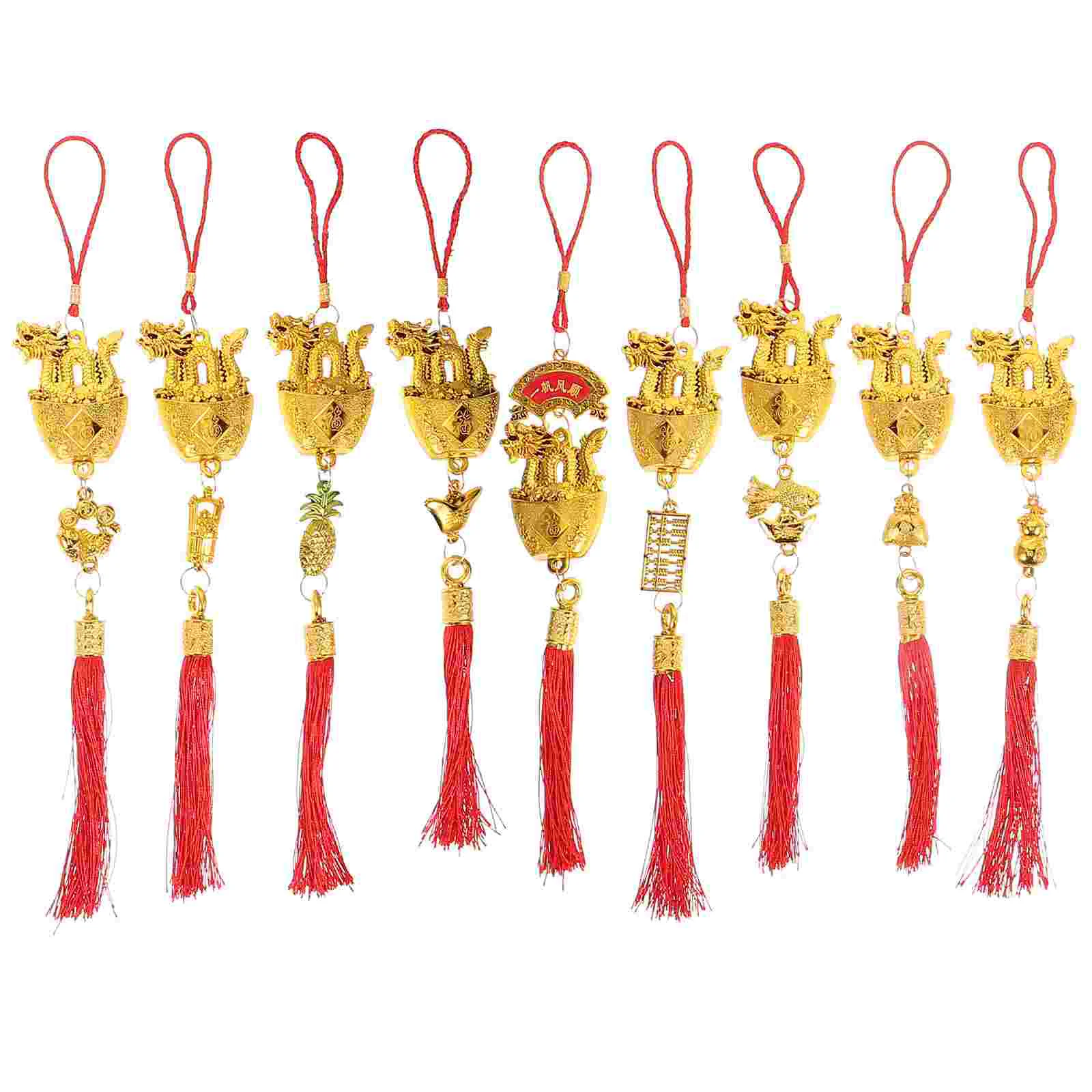 

Chinese Zodiac Dragon Lucky Charm Feng Shui Ancient Coins Red String Mascot Fortune Car Hanging Decor Wealth Success Prosperity