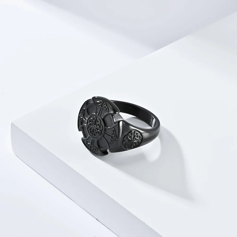 High Quality Northern Europe Black Retro Eternal Signet Viking Stainless Steel Men's Ring  Jewelry Gold 6