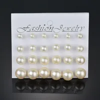 Pearl Earrings Set For Women Jewelry On Ear Ball Stud Earrings kit Bijouteria brincos Bijoux 12 Pair Beige White Pearl Earring 2