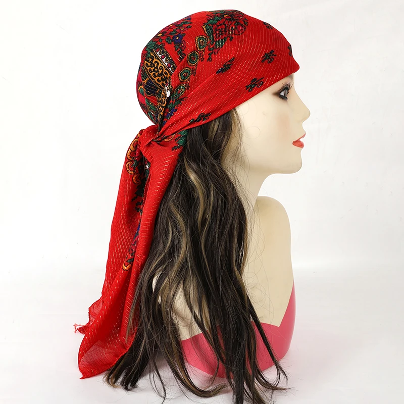 70*70cm Russische Blume Gedruckt Platz Baumwolle Schal Frauen Bandana Schals Boho Stil Dünne Warme Sonnencreme Kopftuch hijab – Detail 2