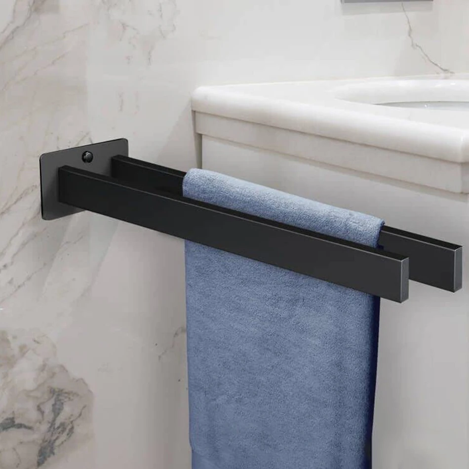 Double Towel Shelf Black Brushed 304 Stainless Steel Bathroom Kitchen