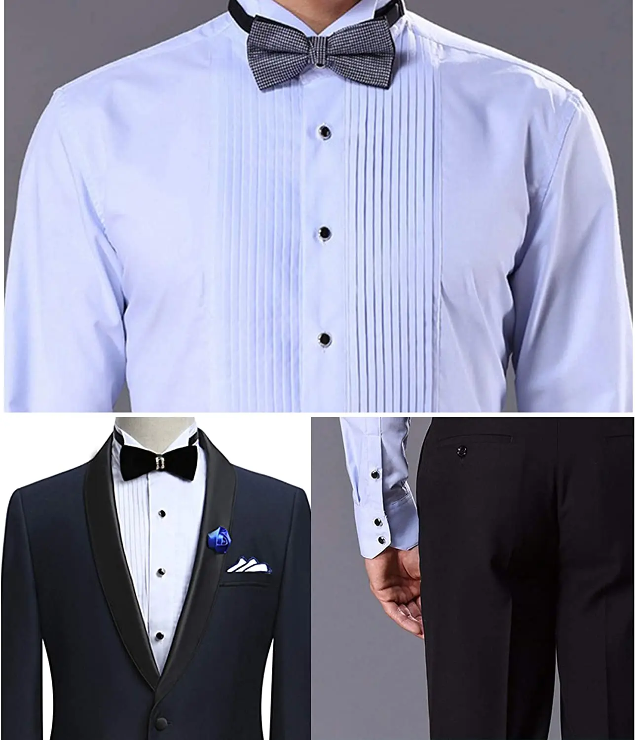 Mens Cufflinks and Studs Set - Tuxedo Accessories for Weddings and Parties