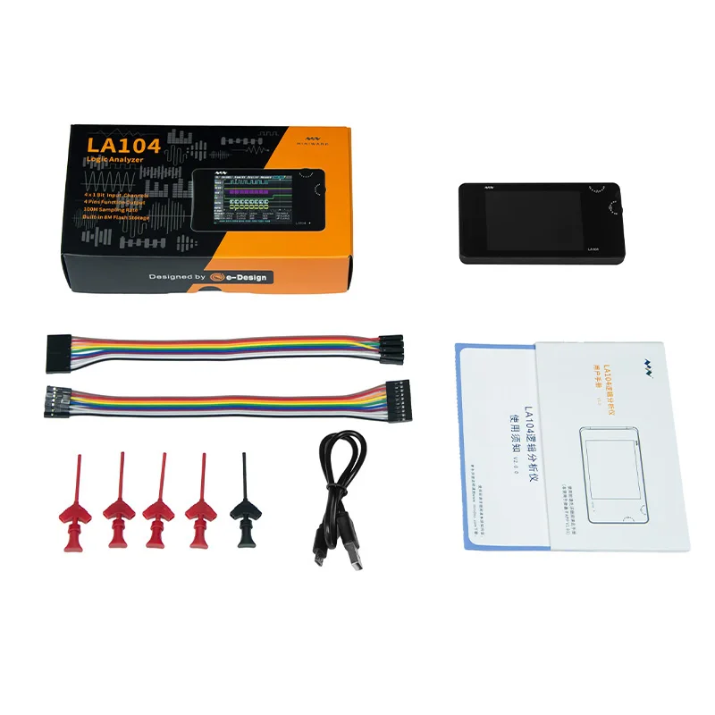 Digital Logic Analyzer LA104 USB Mini 4 Channels 100MHz Max Sampling Rate Built in 8MB Flash Storage 2.8 Inch Oscilloscope 6