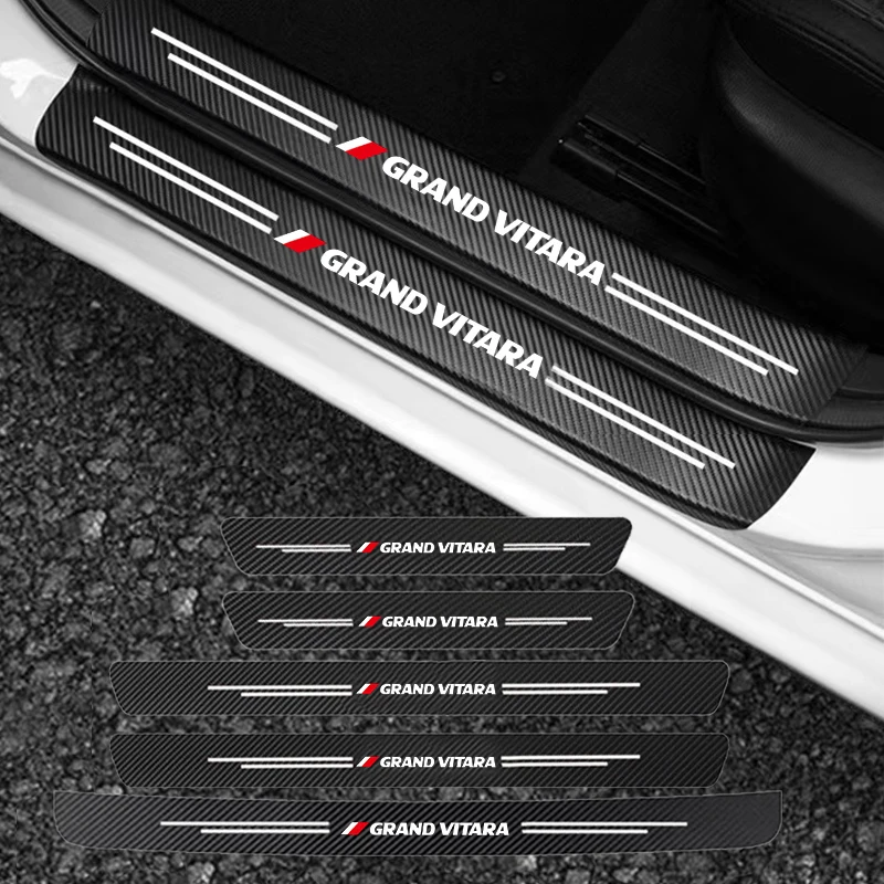 Car Door Threshold Scuff Plate For Suzuki Grand Vitara Carbon Fiber Car
