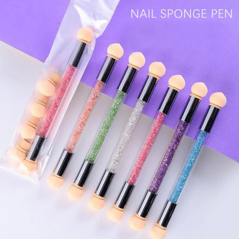 Nail Dyeing Pen Nail Art Double Head Gradient Pen Creative Beauty Painting Tools with 4 Sponge Heads Sponge