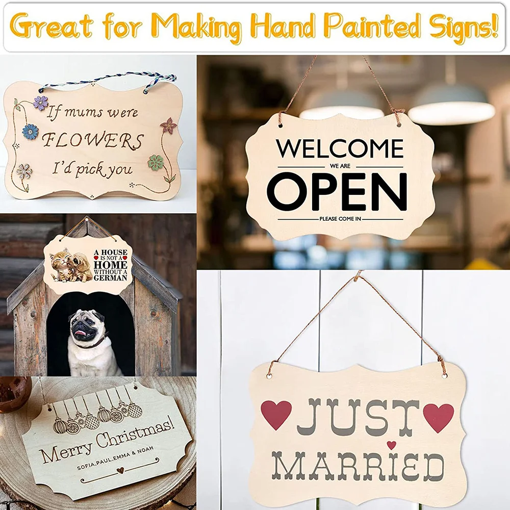 12 Pcs Unfinished Wood Sign Wood Blanks for Crafts Wood Hanging Sign Blank Rectangle Wooden Sign for DIY Painting Writing