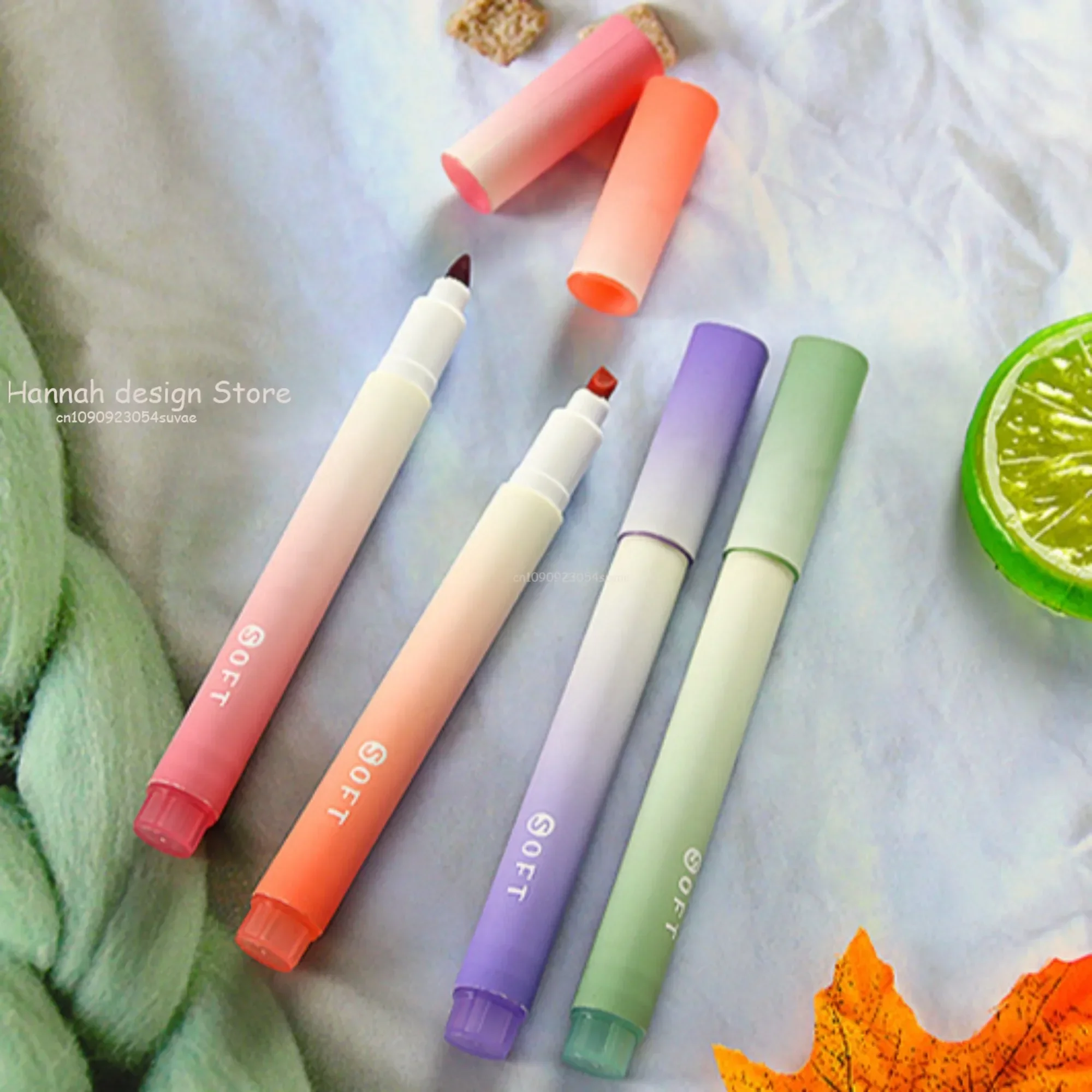 Color Gradient Highlighter Pens Kawaii Stationery Students Marker Pen Drawing Tool Cute School Office Supplies highlighter pen marker pen highlighter marker 4pcs/set