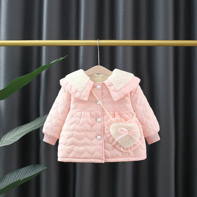 2pcs Baby Winter Clothes Set Fashion Overalls For Children Windproof Warm Girl Jacket Lapel Toddler Cotton Coat Kids Costume