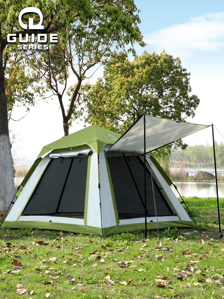 

Outdoor Park Leisure Fully Automatic Quick Opening Rain Proof and Sunscreen Thickened Camping Tent with Awning for 3-4 People