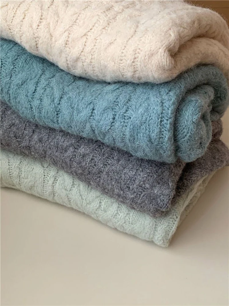 Oversized Sweater Women Fashion Preppy Pink V Neck Knitted Pullovers Harajuku Korean Long Sleeve Knitwear Winter Jumpers