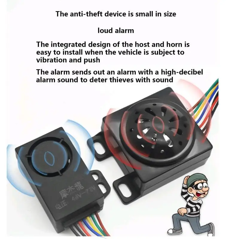 

Wireless Antitheft Alarm Remote Control Ebikes Alarm With 5 Levels Adjustable Sensitivity Outside Electric Scooter Anti Theft