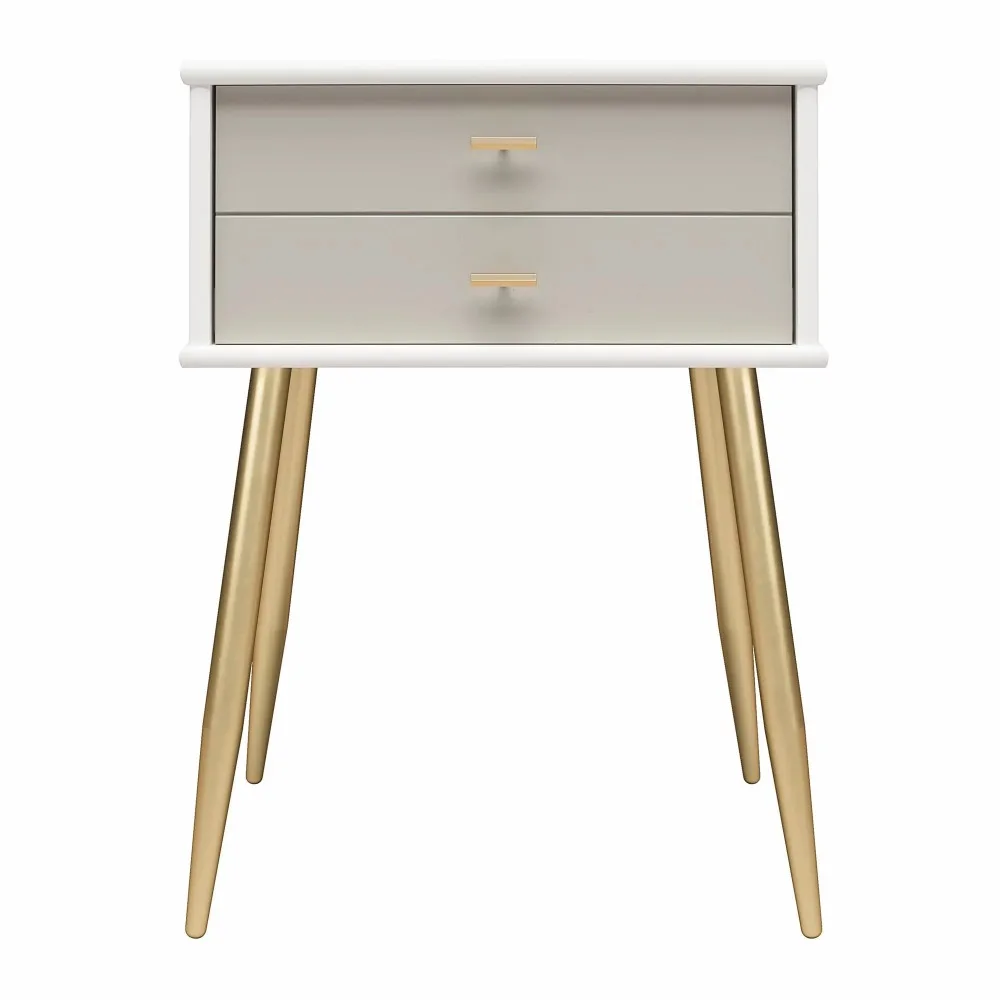 

Valentina 1 Drawer Nightstand, White And Taupe