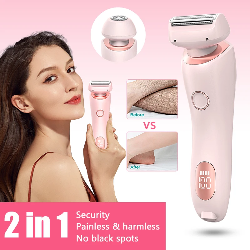 Women Electric Epilator 2 in 1 Waterproof Dual Head Rechargeable Hair Remover for Face Body electric epilator